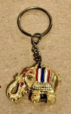 Elephant Key Chain, Gold Toned,  Enameled, Opens Up, Spring Hinged 1''X1.5''