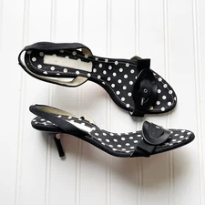 Christian Lacroiz Black White Polka Dot Slingback Sz 40