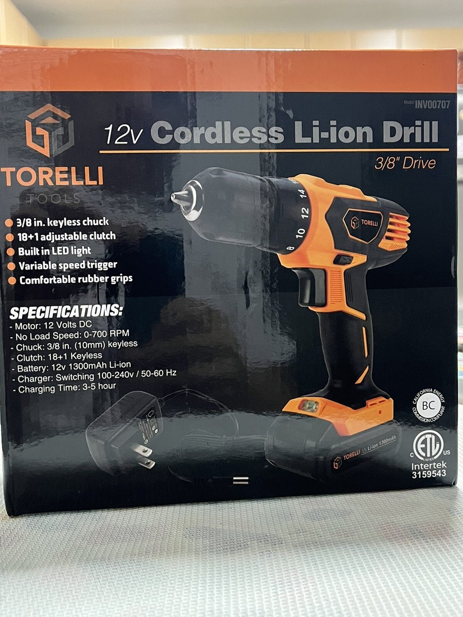 TORELLI Tools 12V Cordless Li-ion Drill 3/8” Drive Model INV00707