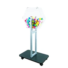 Acrylic Raffle Drum with Wheels, Floorstanding - Clear & Black