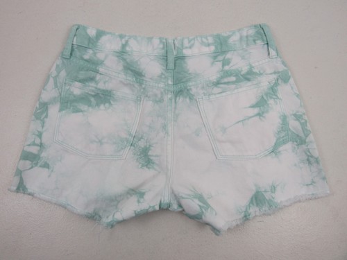 Old Navy Mid-Rise Girl's Size 16 White & Green Tie-Dye Denim Cut-Off Shorts - Picture 2 of 12