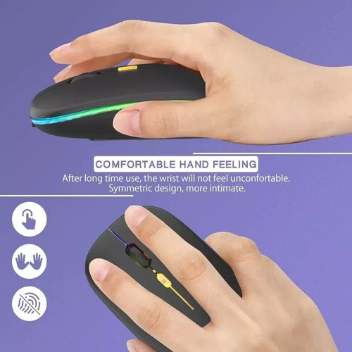 RGB LED Wireless Mouse Rechargeable Optical Silent Mice USB For PC Laptop UK - Picture 8 of 11