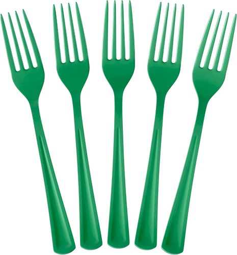 Emerald Green Plastic Forks 50 Pcs Green Forks Disposable Utensils Heavy Duty Pl