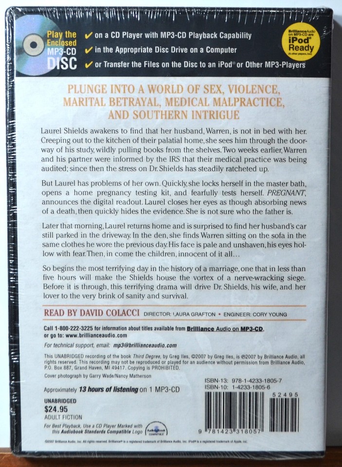 Audiobook MP3 CD Greg Iles Third Degree NEW Mystery Thriller