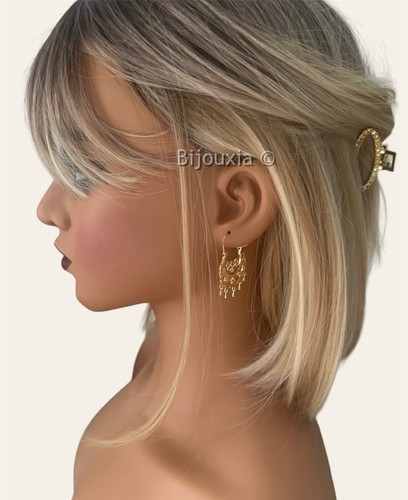 Boucles D'oreilles Créoles Savoyardes zirconium Plaqué Or 18 carats Bijoux Femme - Imagen 4 de 8