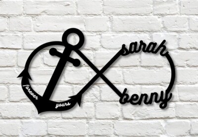 Personalized Forever your Love Anchor Metal Name Sign Home Wall Decor Gift Art