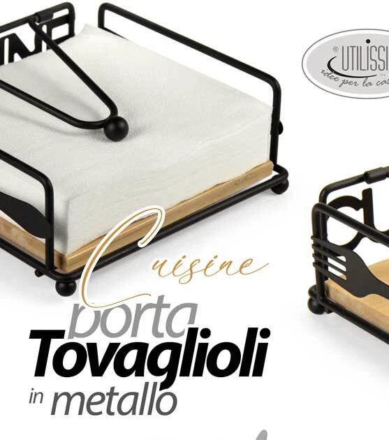 PORTATOVAGLIOLI DA TAVOLA METALLO NERO RISTORANTE PUB CASA MODERNO CUISINE 18*18 - Immagine 3 di 4