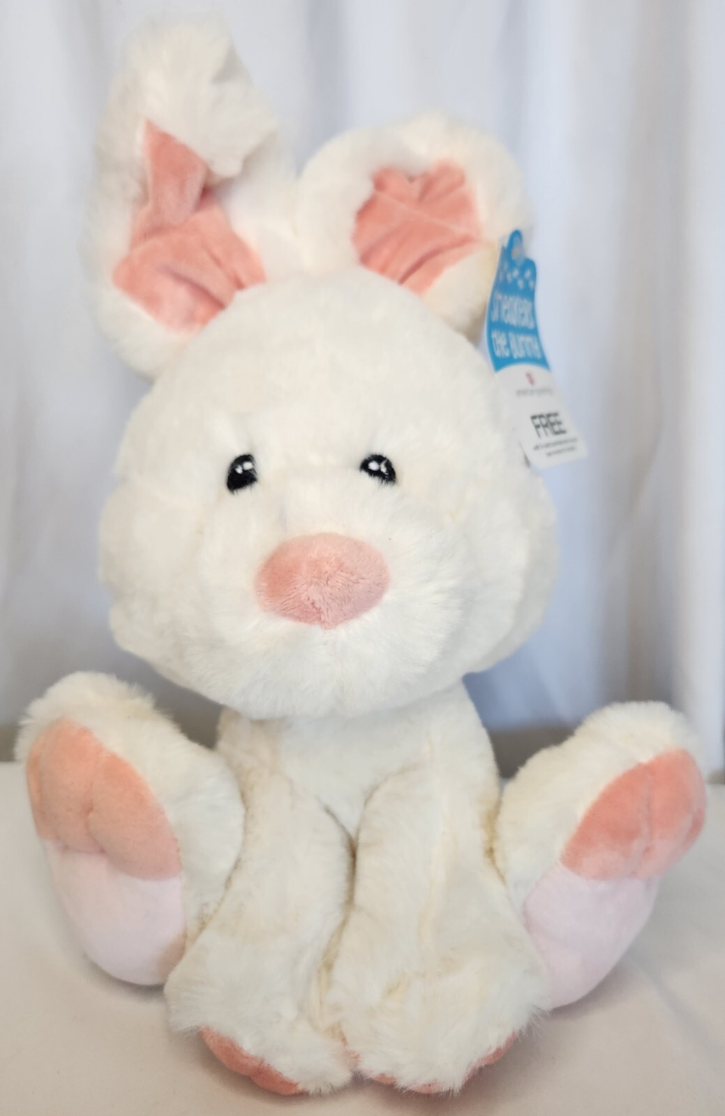 New Hallmark Sneakers 11” Plush Bunny White/Pink Easter