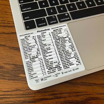 Adobe Photoshop Quick Reference Guide Shortcut No-residue Vinyl Sticker Mac/PC
