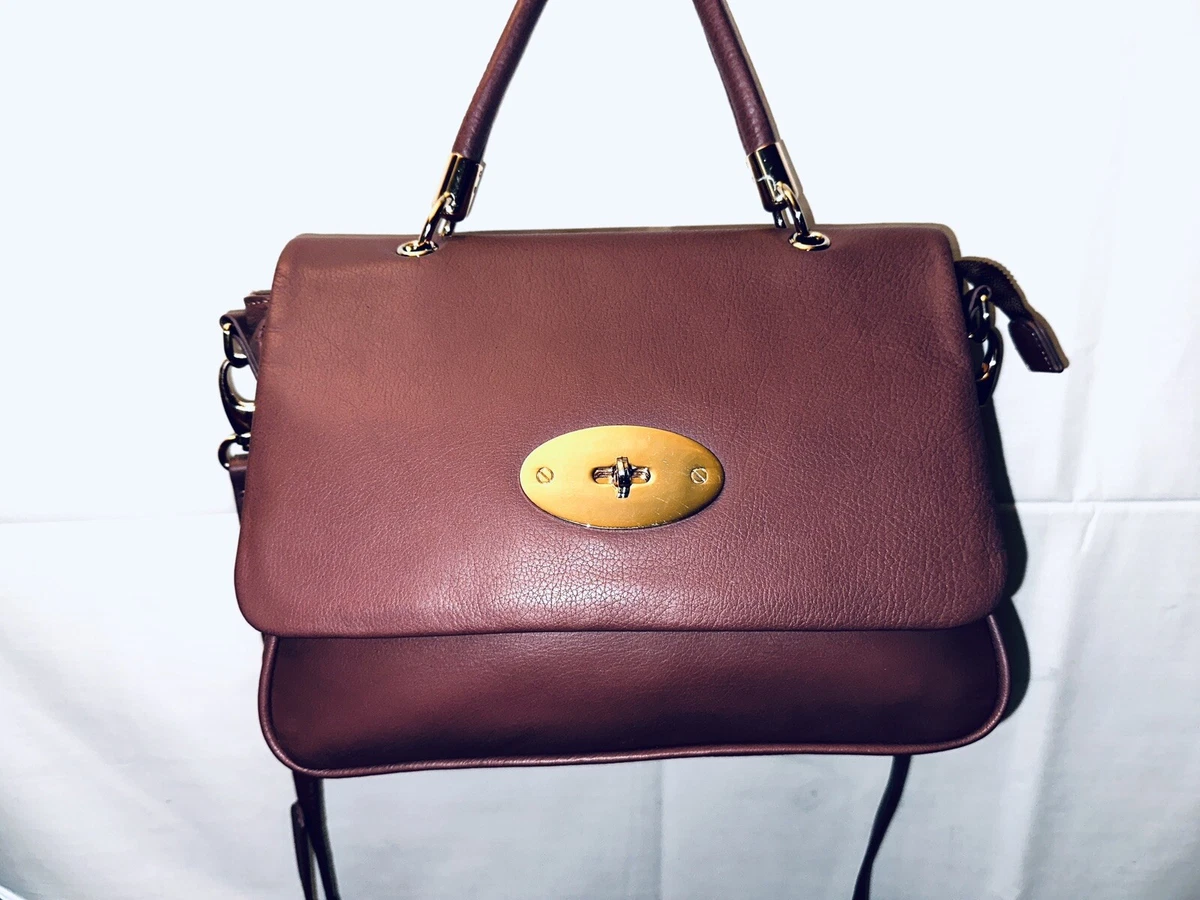 Zenith MAUVE Leather Shoulder Bag Purse Handbag Gold Tone Hardware