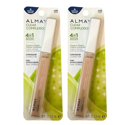 2 Pack Almay Clear Complexion 4 in 1 Concealer 100 Light Salicylic Acid 0.18 oz