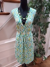 Kim Rogers Women's Multicolor Cotton Sleeveless V-Neck Knee Length Dress Size 1X