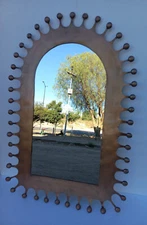 35" PUNCHED TIN MIRROR Mexican handmade hacienda style mirror, folk art