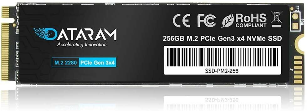 DATARAM 256GB SSD, PCIe NVMe  M.2  2280 Internal  Solid State Drive Gen3 8Gb/s