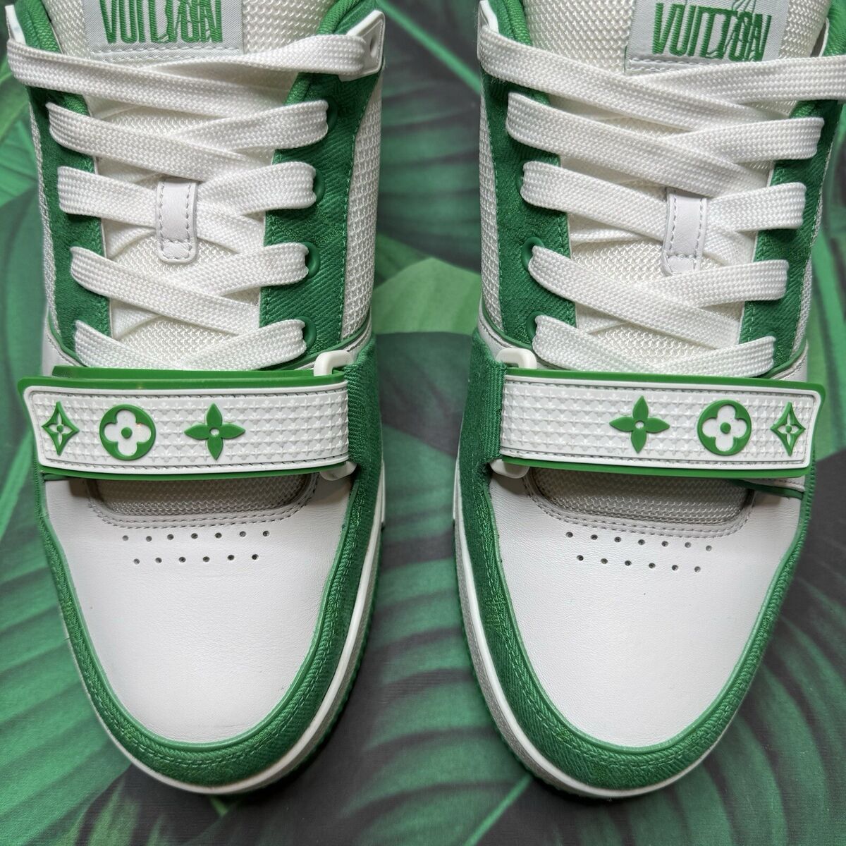 Louis Vuitton Trainer Low Denim Monogram 'green White' Sz Louis Vuitton Trainer Low Denim Monogram 'green White' Sz