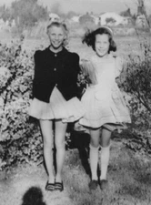 1950s Girls Kids Outdoor Smile Childhood Friends Windy Day