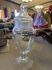 Apothecary Jar 8.25" Tall Candy Dish Clear Glass Footed Lidded M Monogram