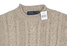 NEW Polo Ralph Lauren Sweater  M Oatmeal Heather Fisherman Style Crew Neck