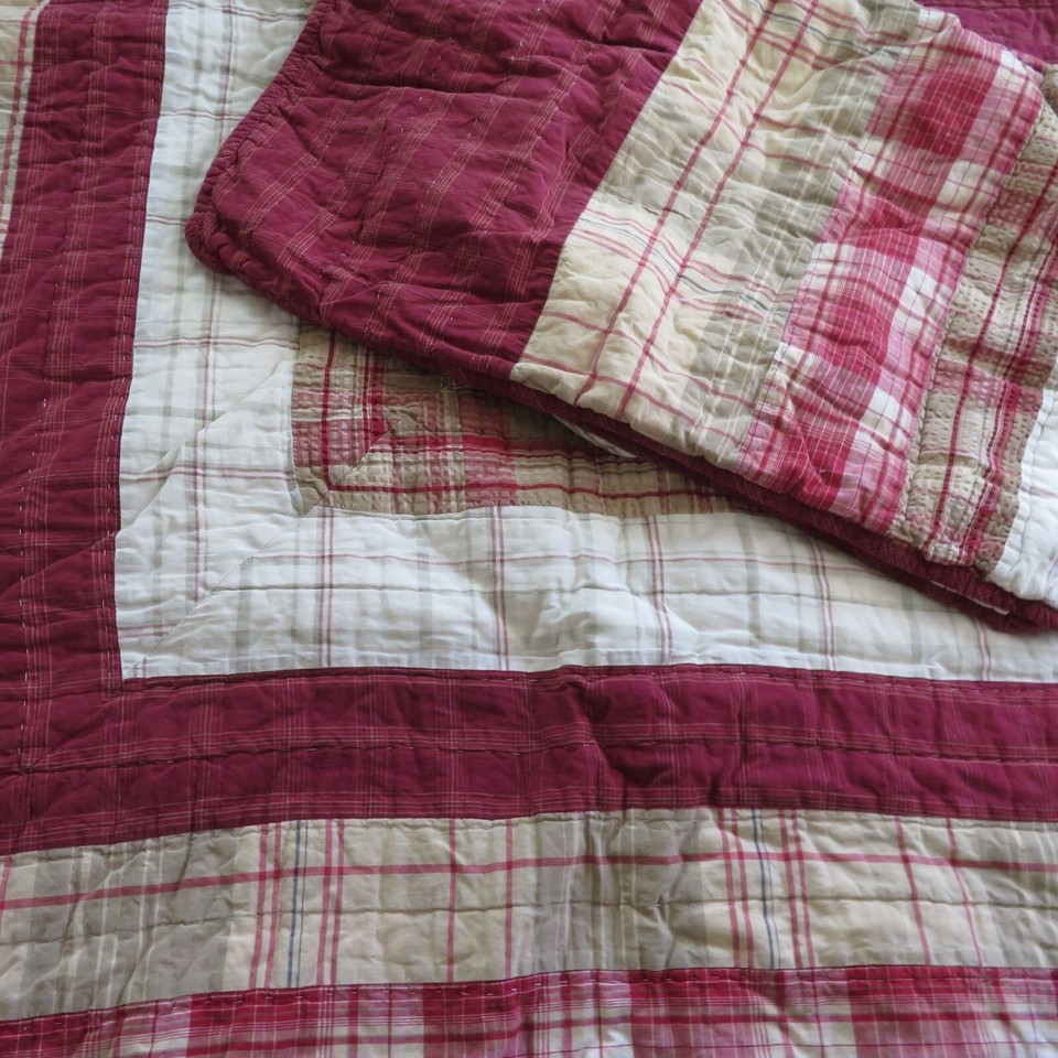 Nautica Queen Patchwork Plaid Quilt Reversable Matching Pillow Shams