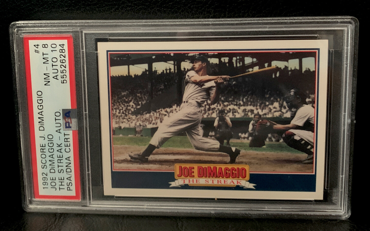 Joe DiMaggio Autographed Signed New York Yankees 1992 Score #4 The Streak 1733/2500 PSA 8 AUTO 10 