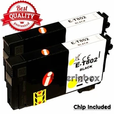 2pk T802 802 BK Ink Cartridges For Epson WorkForce EC-4020 EC-4030 WF-4720 4730