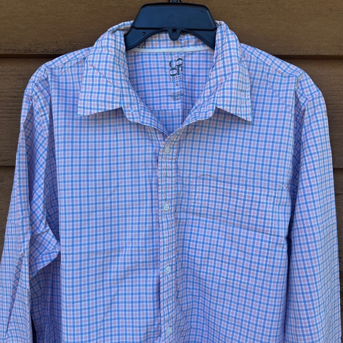 Barneys New York CO-OP White Pink Blue Button Down Dress Shirt Size XL View 4