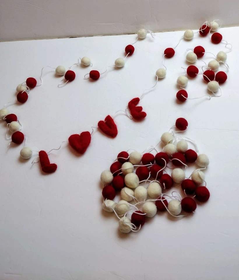 2 piezas Guirnalda de Fieltro-Rojo Blanco 110 en cada Letras de Amor Decoración Día de San Valentín Foto 3 de 4