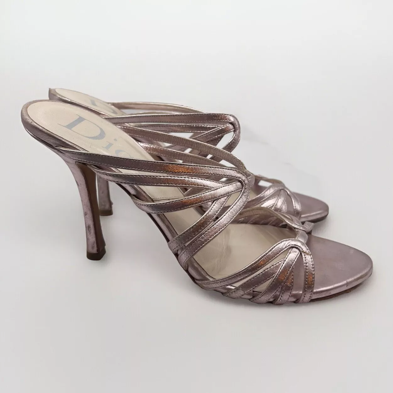 Talons sandale gladiateur vintage Christian Dior rose métallisé taille 39 9 an 2000