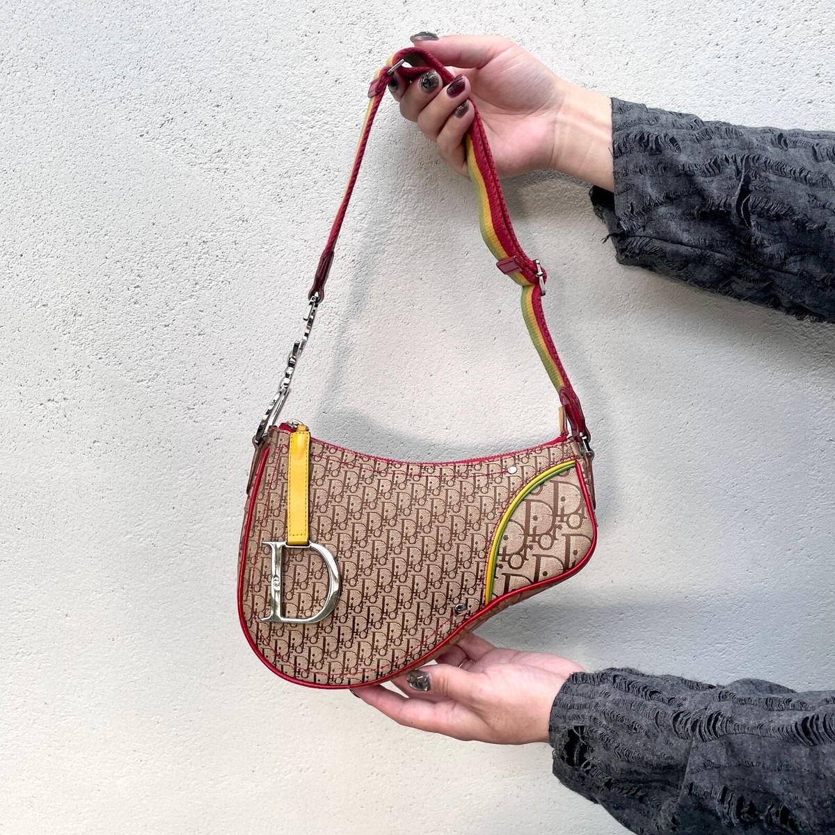 RAREAuth CHRISTIAN DIOR Saddle Bag Rasta Line Trotter RAREAuth CHRISTIAN DIOR Saddle Bag Rasta Line Trotter