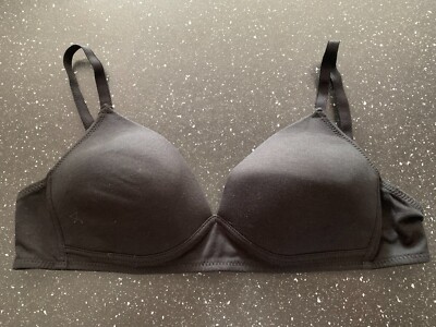 Matalan Balconette BH ohne Bügel gepolstert Cotton Rich Uni 38D schwarz neu ohne Etikett