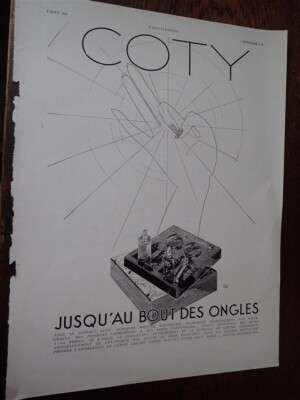 COTY Bis ans Ende der Nägel von Paul IRIBE Reklame Papier ILLUSTRATION 1930