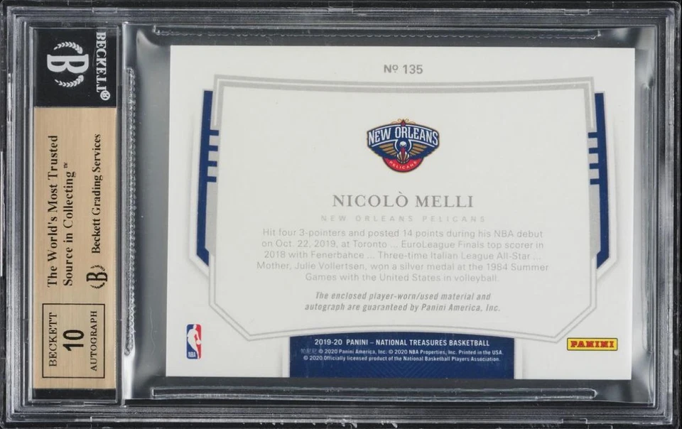 Nicolo Melli 2019 Panini National Treasures Rookie Patch Auto RPA /75 BGS 9.5/10 - Image 2 of 2