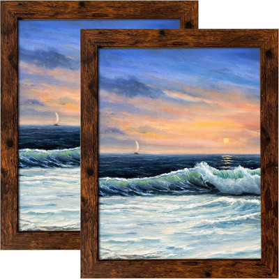 LUCKYLIFE 8x10 Picture Frame Dark Brown for Wall Mounting or Tabletop Display, 2