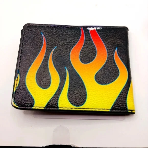 Mens Bi Fold Flames Vegan Leather -Buckle Down Made In USA - Image 3 of 4