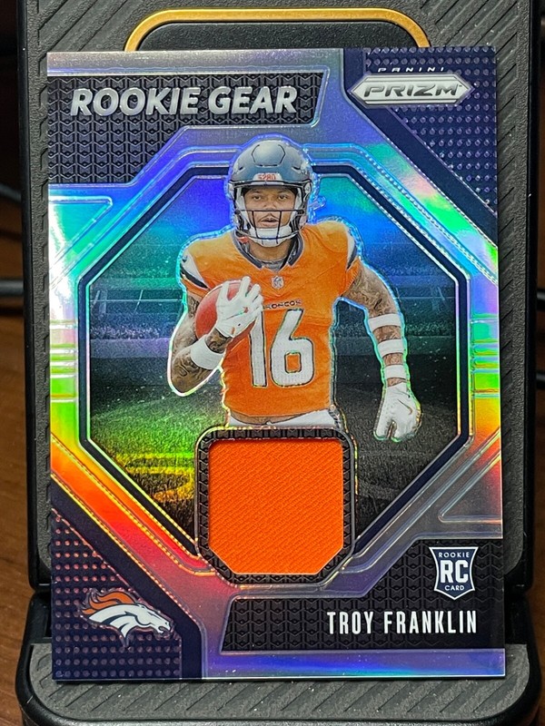 2024 Panini Prizm Troy Franklin Silver Rookie Gear football card - Broncos