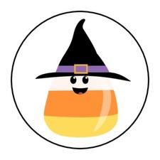 30 Halloween Envelope Seals Labels Stickers 1.5" Round Candy corn witch