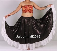 Women Full Circle Ruffle Flamenco Skirt Tribal Fusion Belly Dance Gypsy Costume