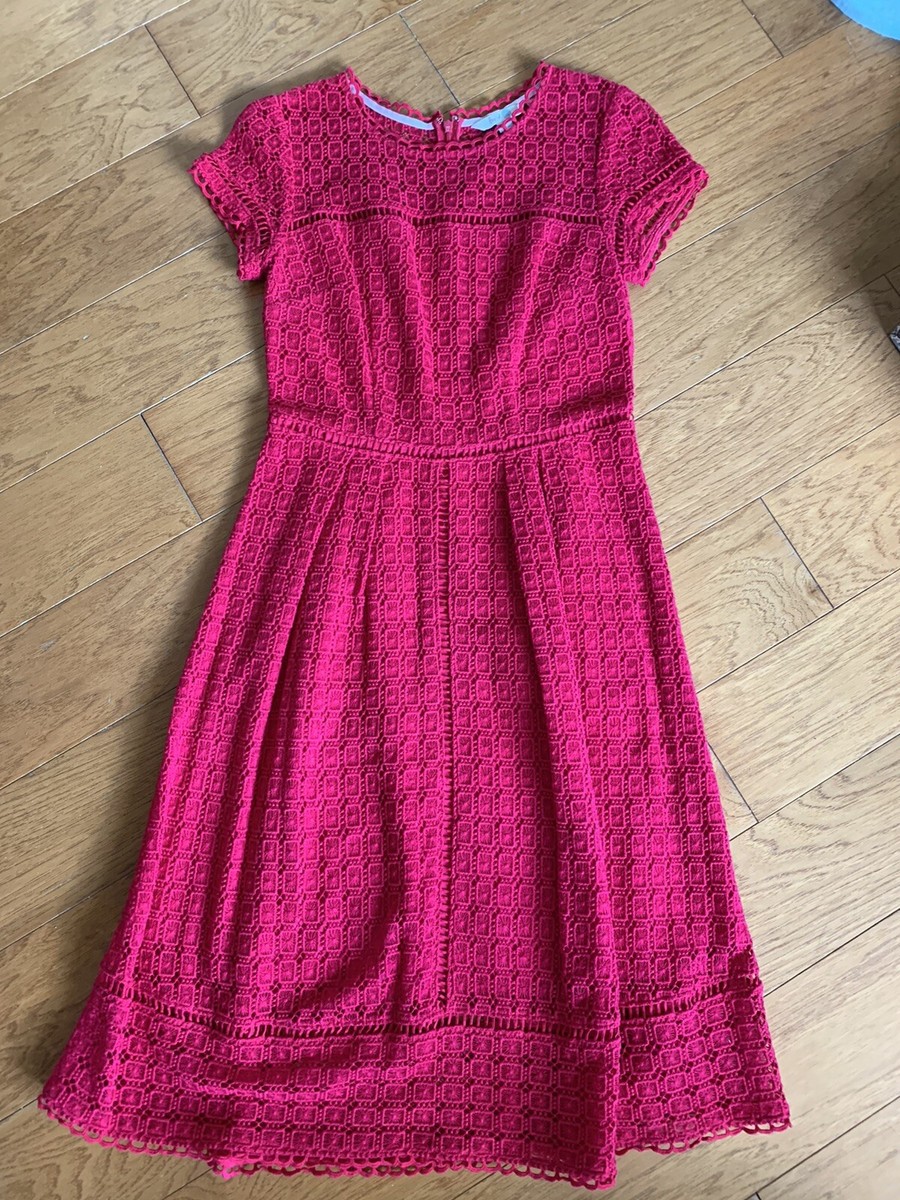 boden red dress Women 4 Libby Ponte Jersey A-Line Cotton-Blend Stretch neck (front and back) Boden Red Cotton Eyelet Dress