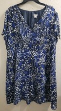 J. Crew Sz 20 Black, Blue And White Floral Dress J0923 -NWT MSRP $80