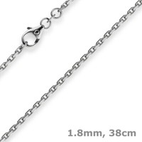 1,8Mm Kette Collier Ankerkette Halskette, 585 Gold WeißGold, 38Cm Unisex
