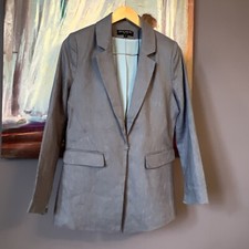 Central Park West X Revolve Sz M Gray Blazer Gray 100% Linen W/lining❤️