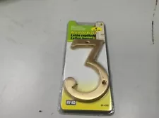 New Sealed - Hy-Ko 4" Solid Brushed Brass House Numbers - 43BB Series #3