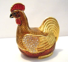 Vintage Edgar Berebi Limited Edition Americana Jeweled Miniature Hen Chicken Box