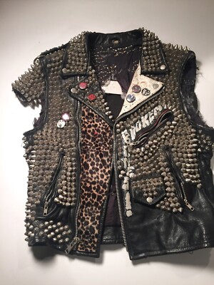 1990s 77 Studded Punk Rock Vest UK82 GisM Uproar Broken Bones The
