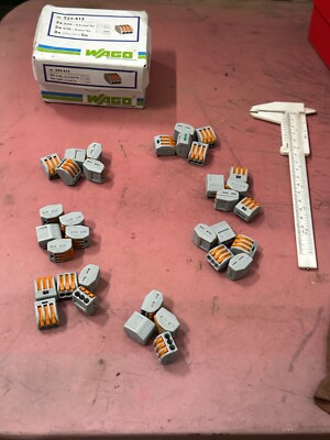 Wago 222-413 LEVER-NUTS 3 Conductor Compact Connectors - Lot of 34