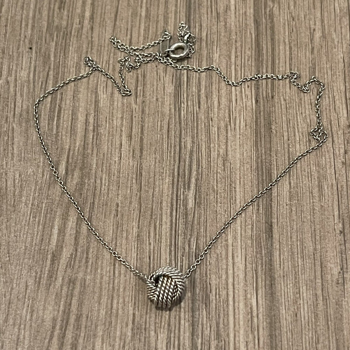 Tiffany & Co Silver Somerset Mesh Love Knot Twist Pendant Womens