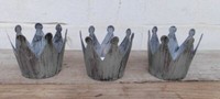 Dekokronen Set 3 Windlichter Teelichthalter Kerzenhalter Eisen Silber-Grau