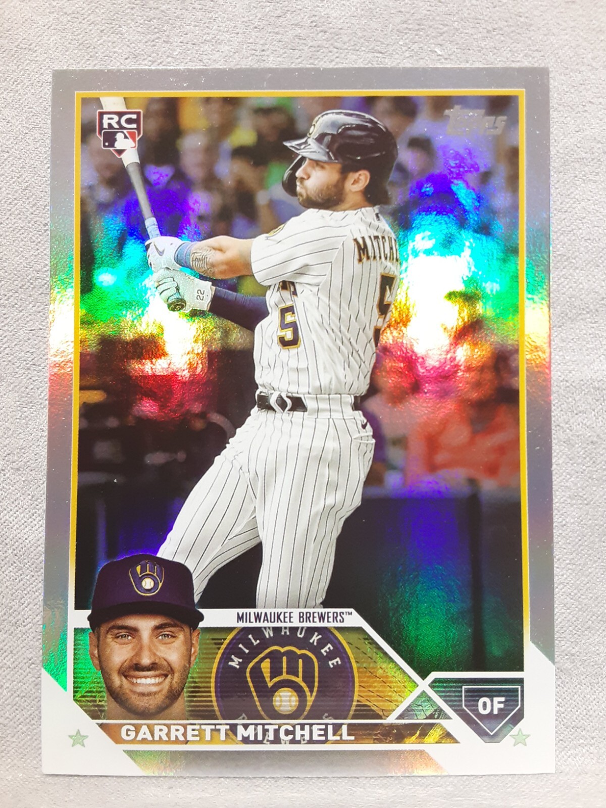 2023 Topps Series 2 #359 Garrett Mitchell Rainbow Foil (RC) - Milwaukee Brewers