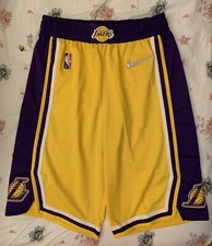 36+2 Team-Issued 75 Lakers Gold Authentic Nike NBA Game Shorts lebron kobe city