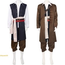 Pirates of the Caribbean Jack Sparrow Cosplay Costume Halloween Full Set Men 1pc